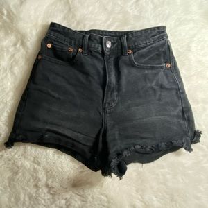 american eagle high waisted black shorts